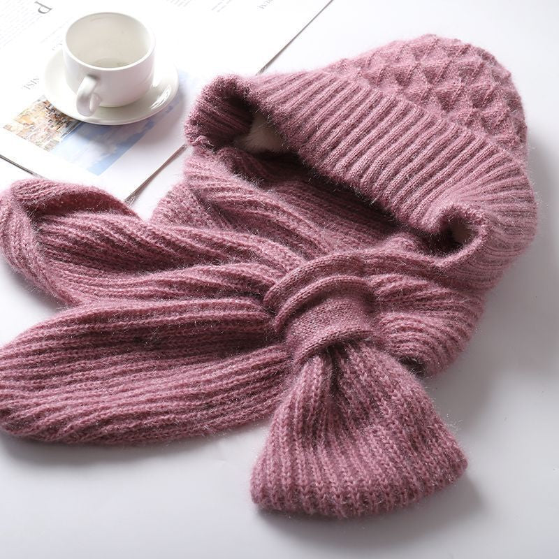 Integrated Ear Protection Windproof Cap Scarf Knitting Thickening Hat Winter UK