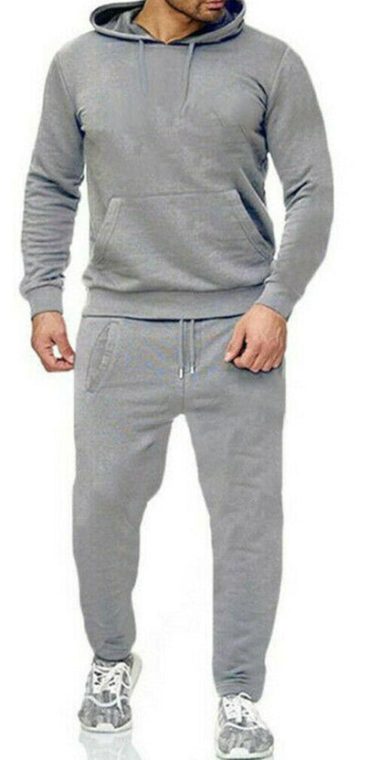 New Mens Pullover Tracksuit Hoodie Jogging Bottoms Set Stretch Sweater Jogger