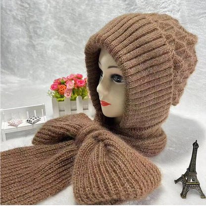 Integrated Ear Protection Windproof Cap Scarf Knitting Thickening Hat Winter UK