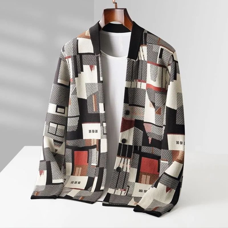 Special-interest Design Geometric Oil Painting Camouflage Top Mens