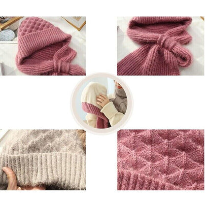 Integrated Ear Protection Windproof Cap Scarf Knitting Thickening Hat Winter UK